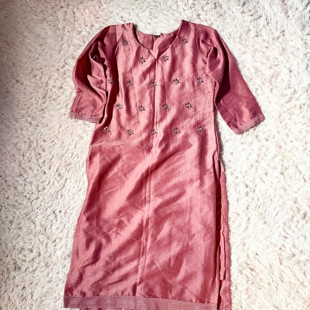 Dusty Rose Embellished Glam Star Motif Indie Boho Hippie Dress Womens M Earthy
